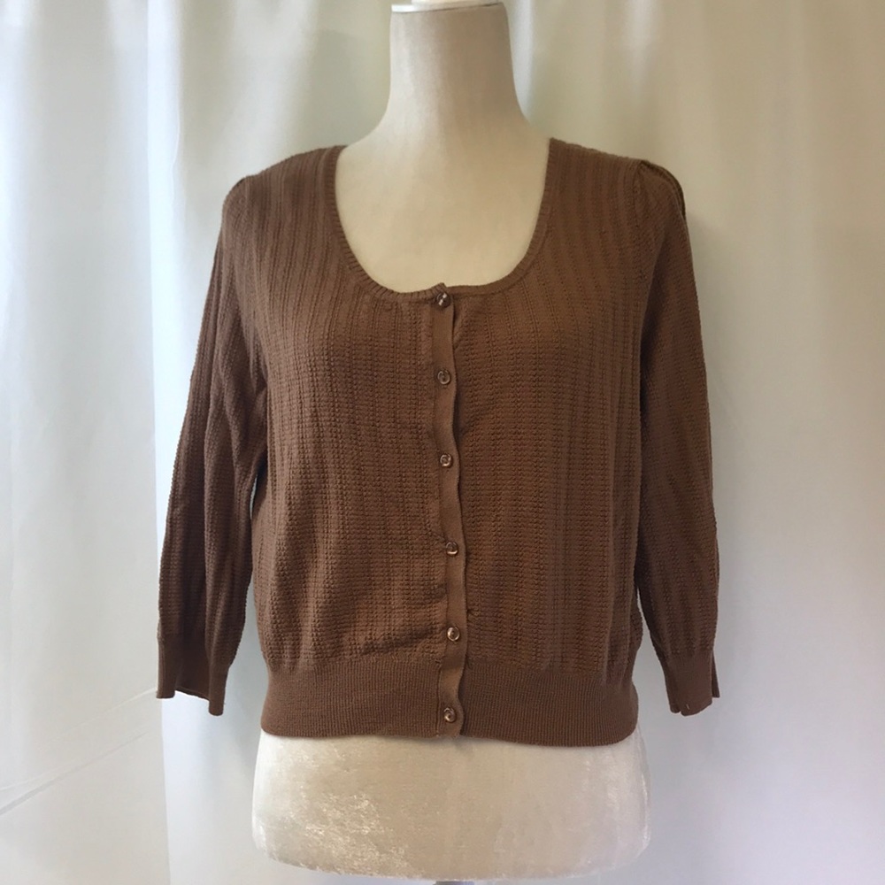 Nine & Co. Cropped Brown Shrug Cardigan Size Large